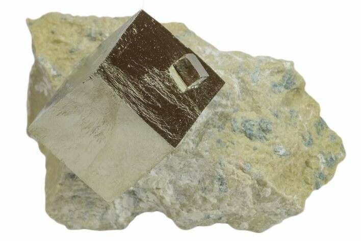 Natural Pyrite Cube In Rock - Navajun, Spain #168462